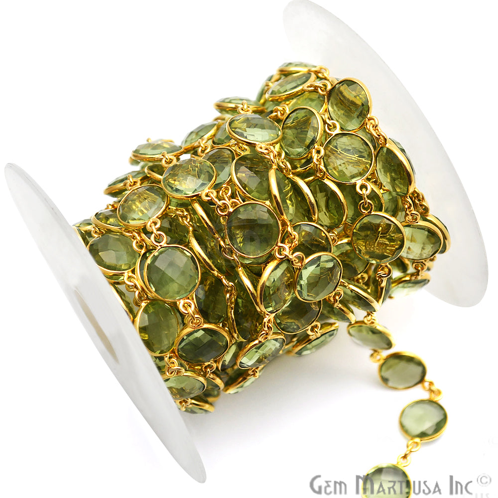 Green Amethyst 12mm Round Gold Plated Continuous Connector Chain - GemMartUSA (764270805039)