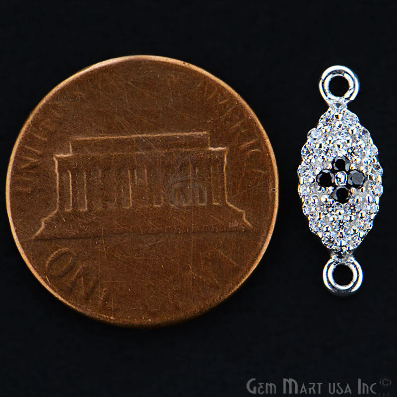 Cubic Zircon Pave 'Marquise' Silver Charm For Bracelet & Pendants - GemMartUSA