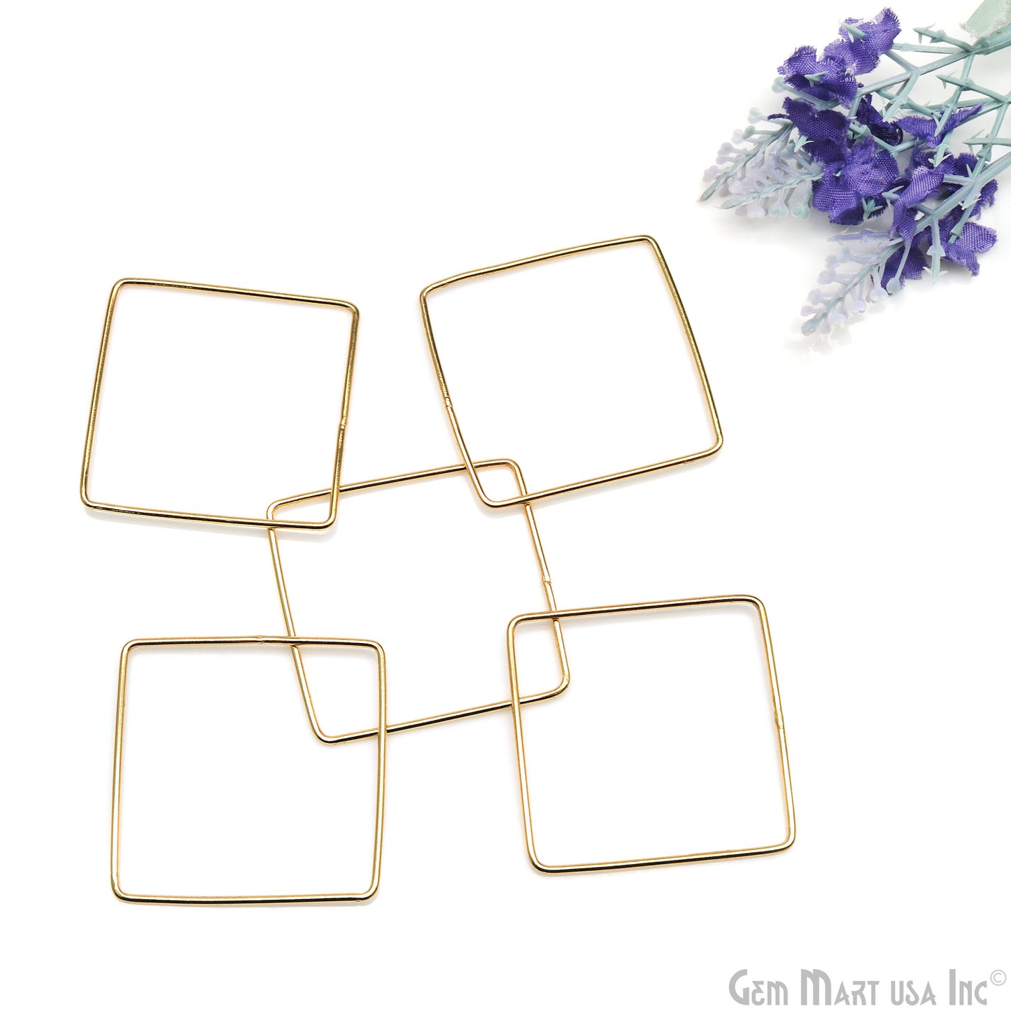 Square Gold Findings, Square Gold Charm, 36mm Jewelry Findings
