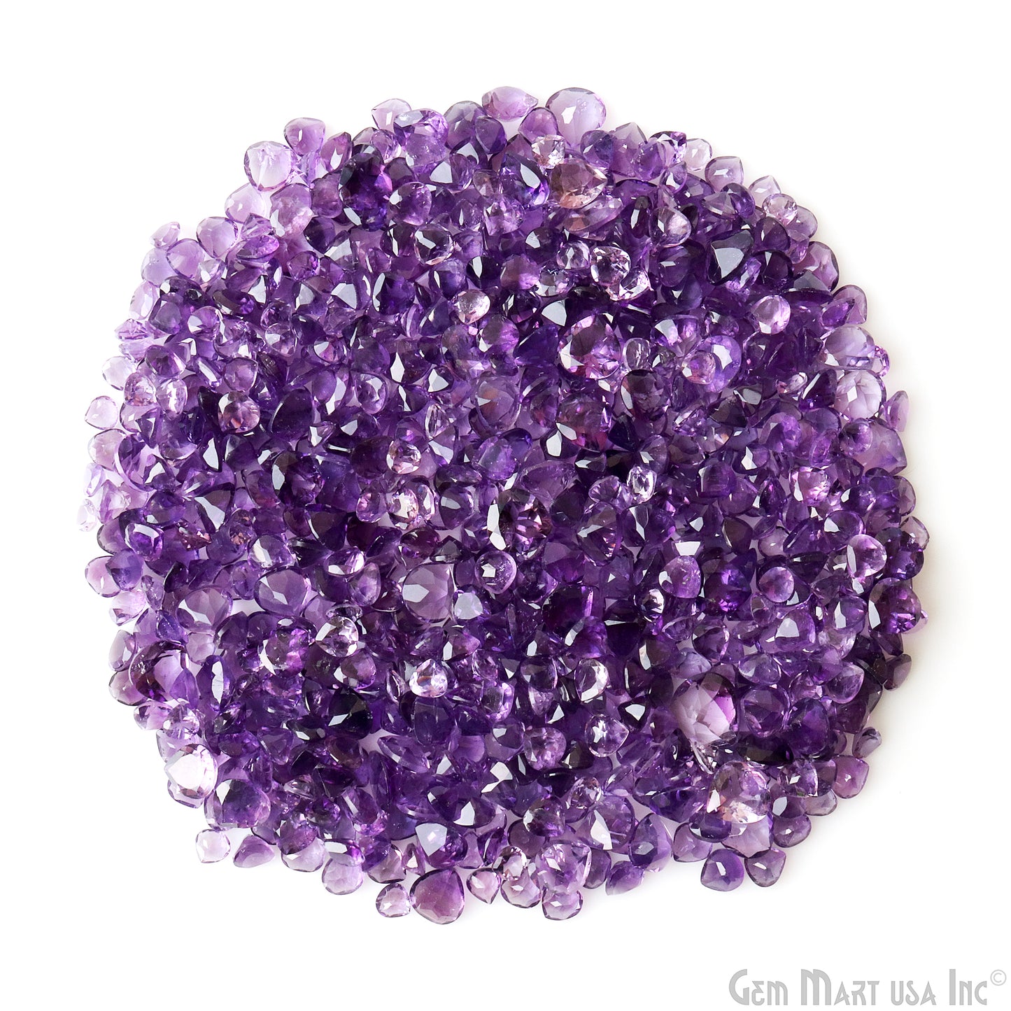 Amethyst Wholesale Gemstones, 100% Natural Semi-Precious Gems, Purple Faceted Loose Gems, 6-12mm, Heart, 100 Carats