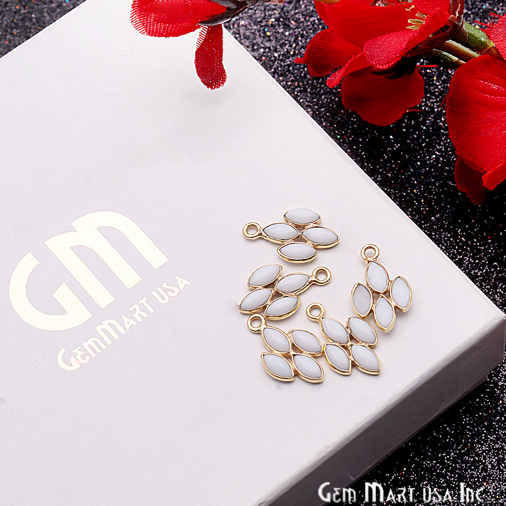 DIY White Agate 16x10mm Gold Plated Chandelier Finding Component - GemMartUSA