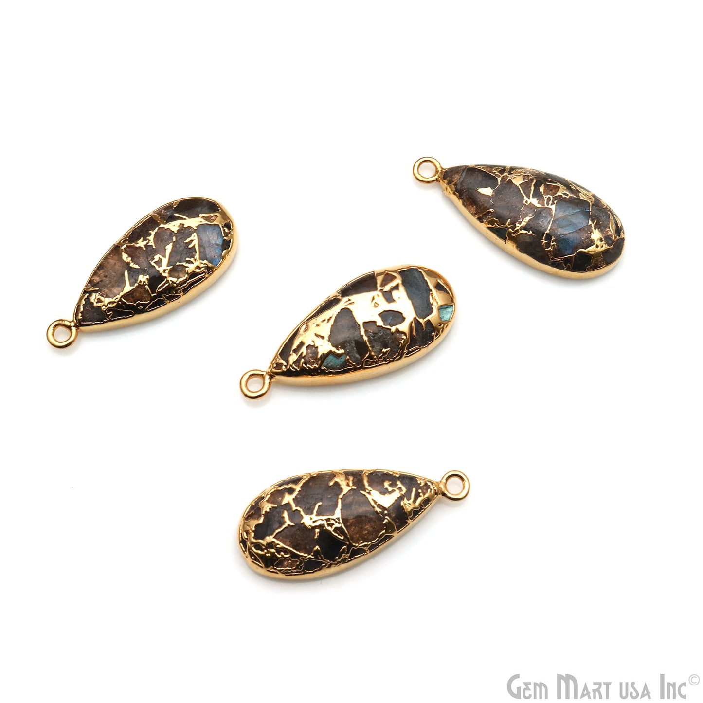 Pear Shape 28x12mm Gold Electroplated Single Bail Gemstone Connector