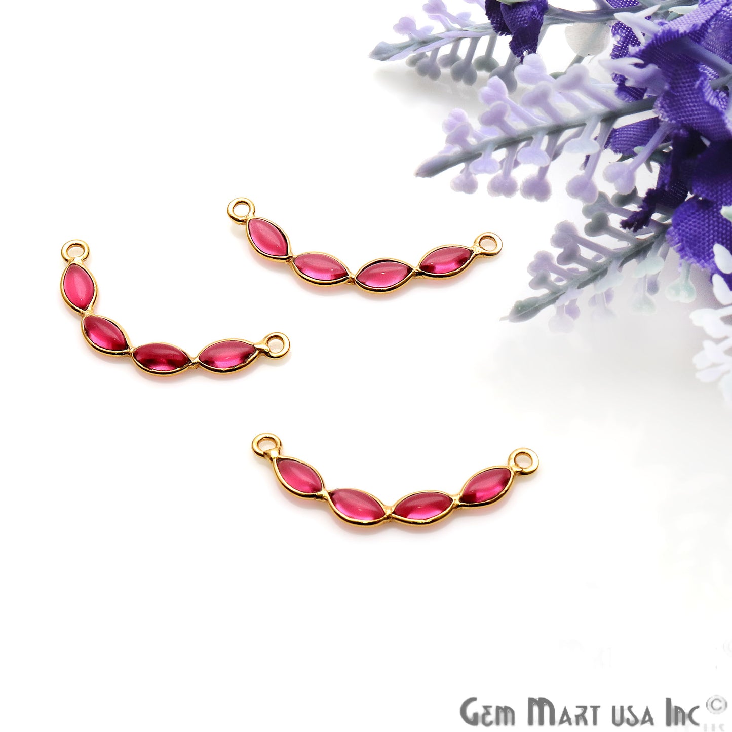 DIY Pink Tourmaline 26x4mm Gold Plated Chandelier Finding Component - GemMartUSA