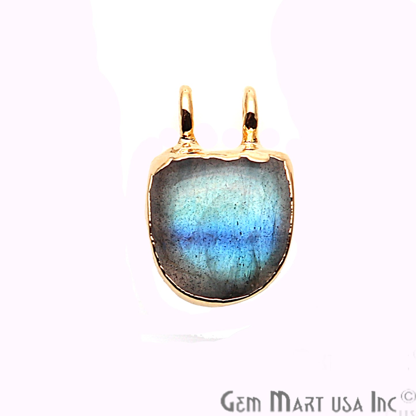 Labradorite 12x10mm Gold Edged Gemstone Connector - GemMartUSA