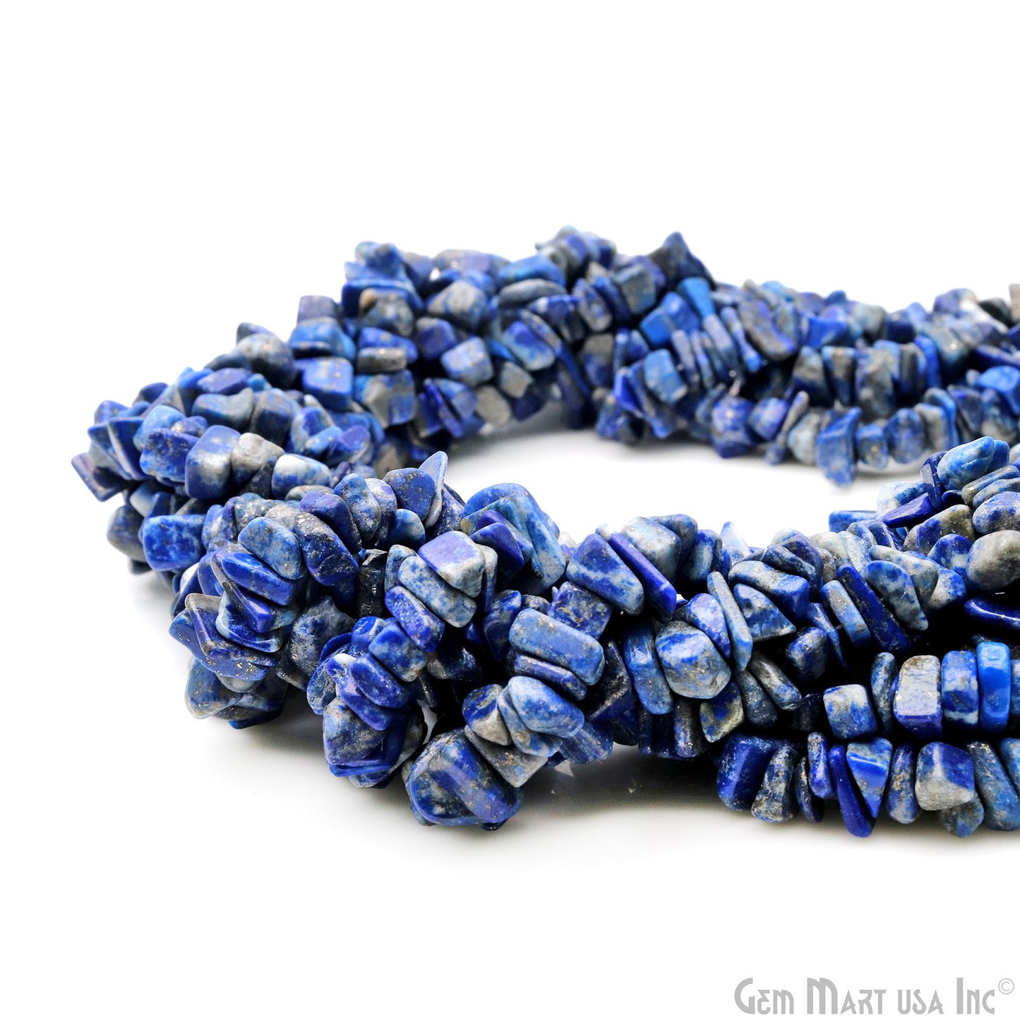 Lapis Chip Beads, 34 Inch, Natural Chip Strands, Drilled Strung Nugget Beads, 7-10mm, Polished, GemmartUSA (CHLP-70004)