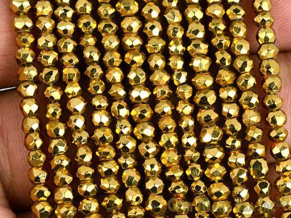 Yellow Pyrite Rondelle Micro Faceted 3-4mm 13Inch Length AAAmazing quality 100 Percent Natural (RLYP-70002) (762894516271)