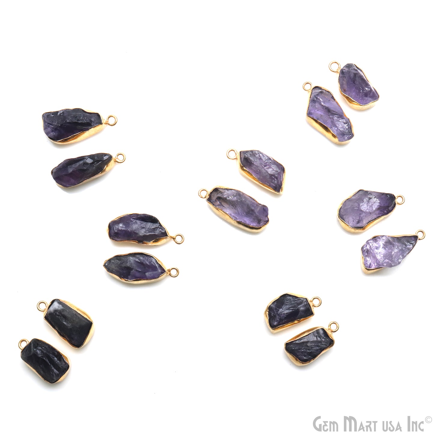 DIY Amethyst Organic 24x10mm Gold Electroplated Finding Earing Connector