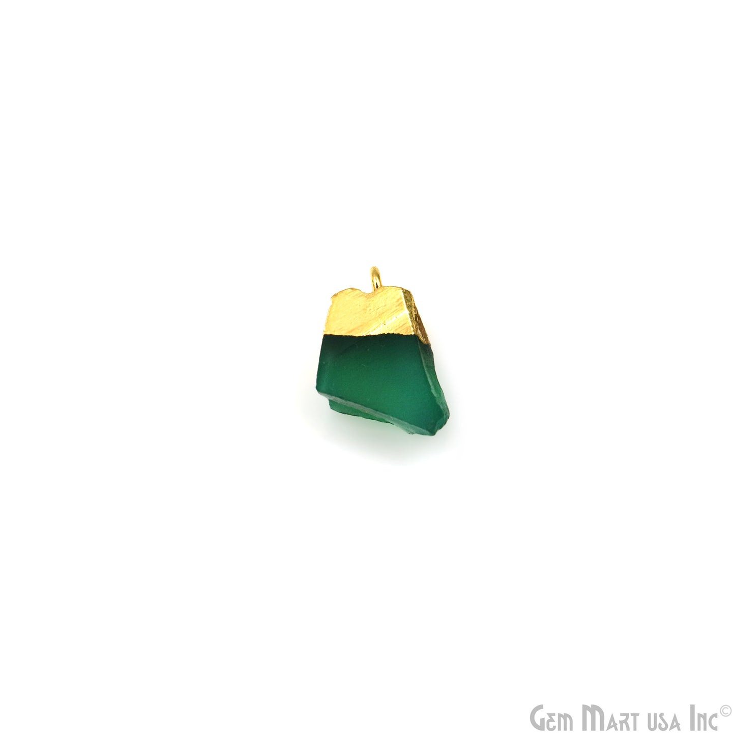 Rough Green Onyx Gemstone Gold Electroplated Single Bail Connector Charm