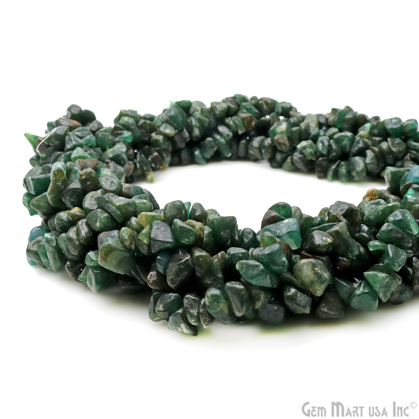 Aventurine Chip Beads, 34 Inch, Natural Chip Strands, Drilled Strung Nugget Beads, 7-10mm, Polished, GemmartUSA (CHAV-70004)