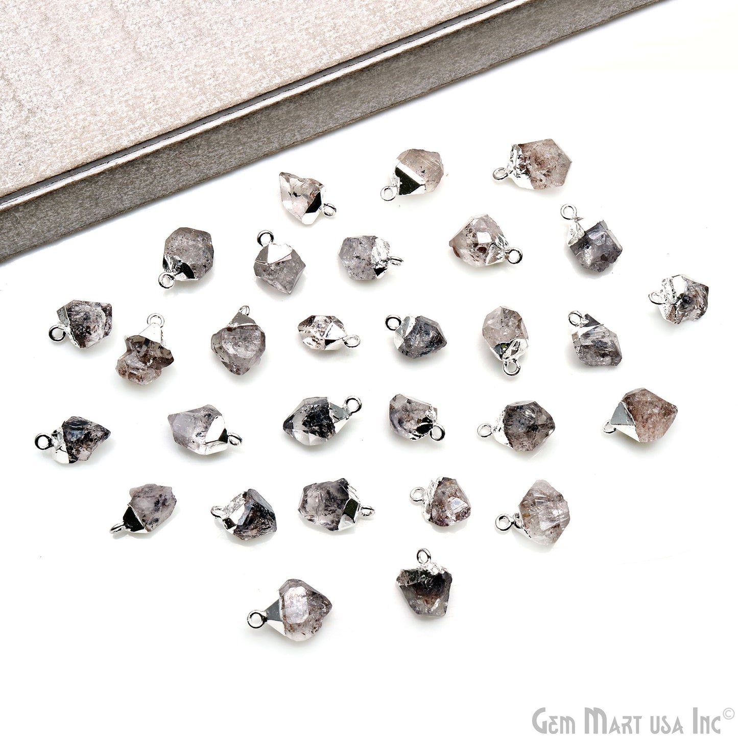 Rough Herkimer Diamond Electroplated Single Bail Connector Charm