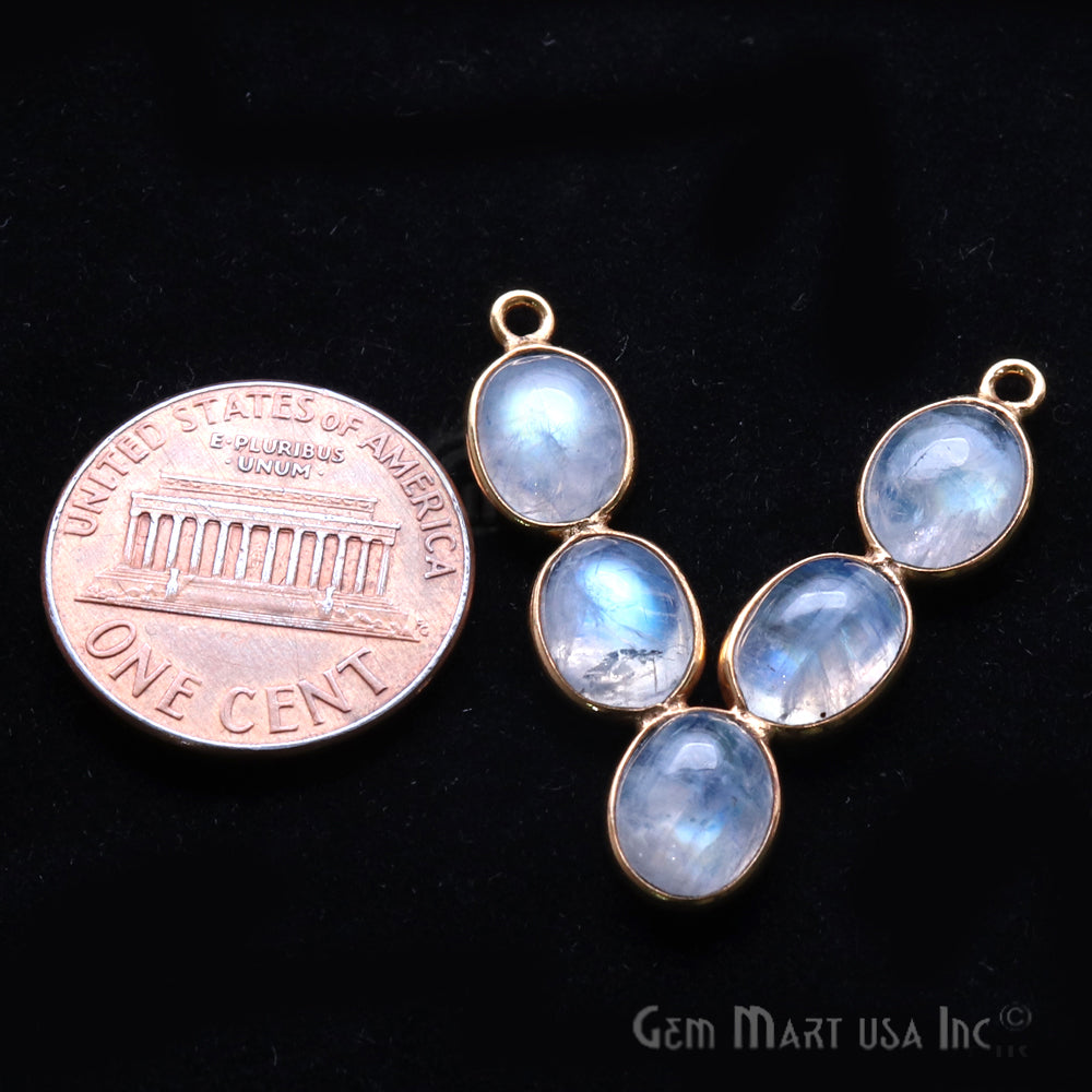 DIY Rainbow Moonstone 30x25mm Gold Plated Chandelier Finding Component - GemMartUSA