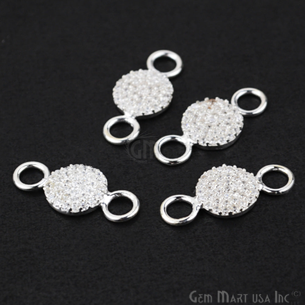 Cubic Zircon Pave 'Disk' Shape Silver Charm for Bracelet Pendants &  Necklace – GemMartUSA