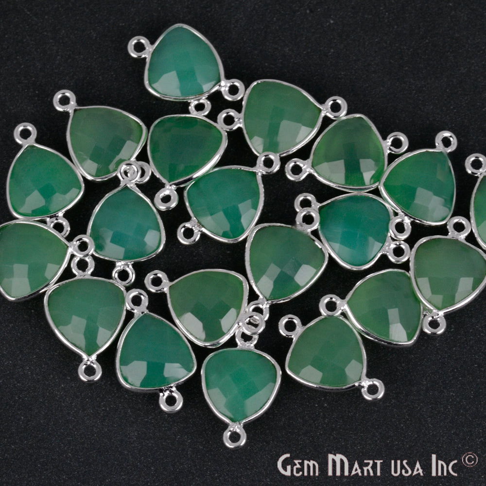 Trillion 10mm Silver Bezel Double Bail Gemstone Connector