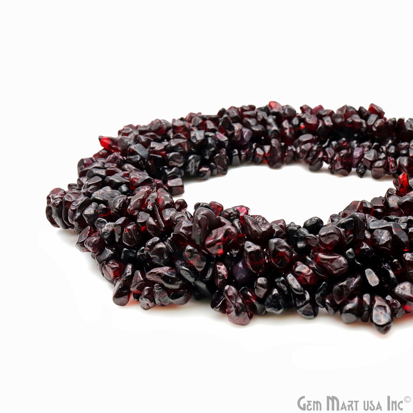 Garnet Chip Beads, 34 Inch, Natural Chip Strands, Drilled Strung Nugget Beads, 7-10mm, Polished, GemmartUSA (CHGT-70004)