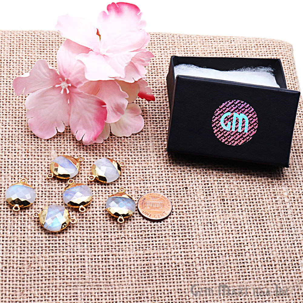 Rainbow 16mm Round Gold Electroplated Double Bail Gemstone Connector - GemMartUSA