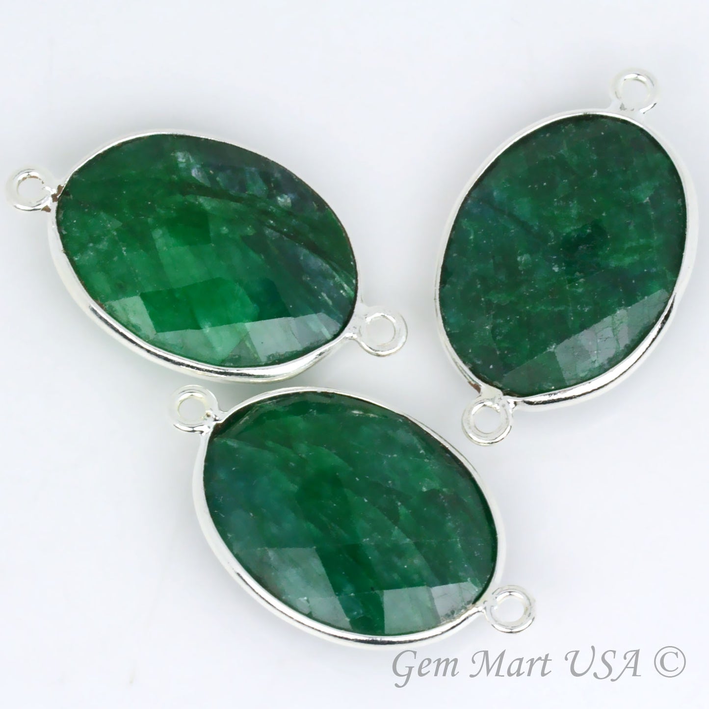 Oval 15x20mm Silver Bezel Double Bail Gemstone Connector