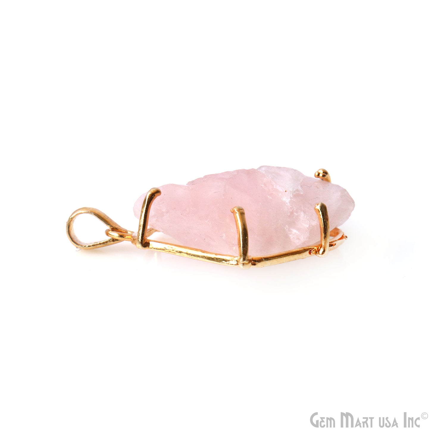 Natural Morganite Organic 36x24mm Gold Plated Prong Setting Single Bail Gemstone Pendant