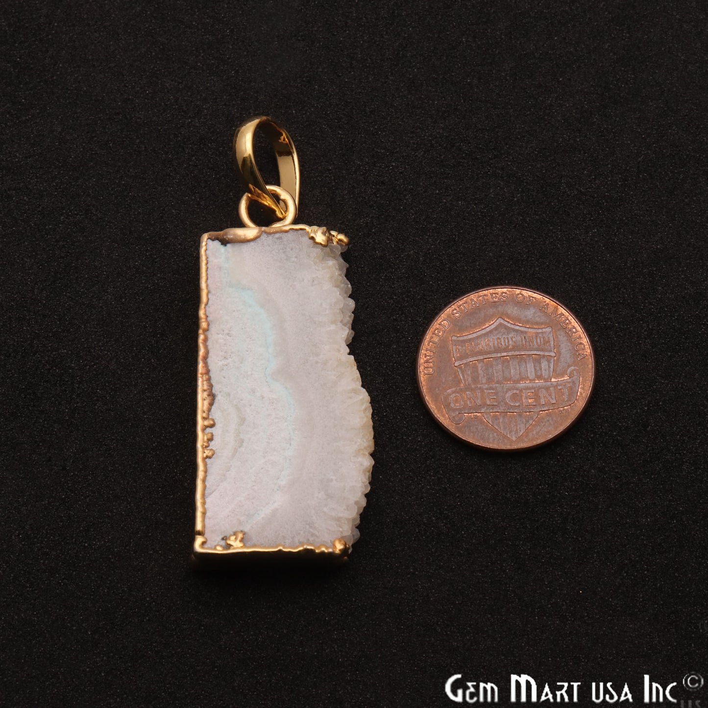 Rainbow Moonstone 43x18mm Gold Electroplated Single Bail Pendant - GemMartUSA