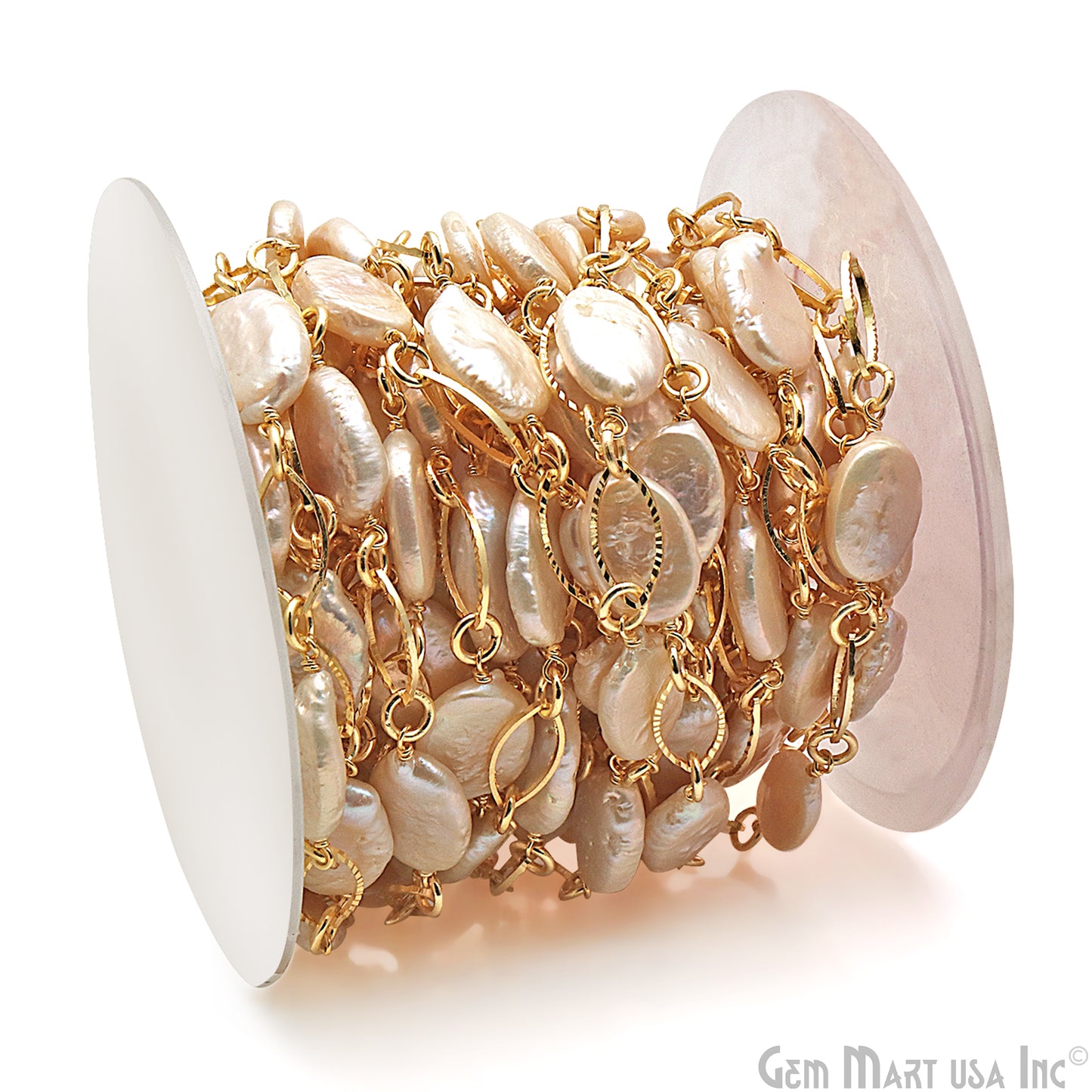 Pearl With Gold Marquise Finding Rosary Chain