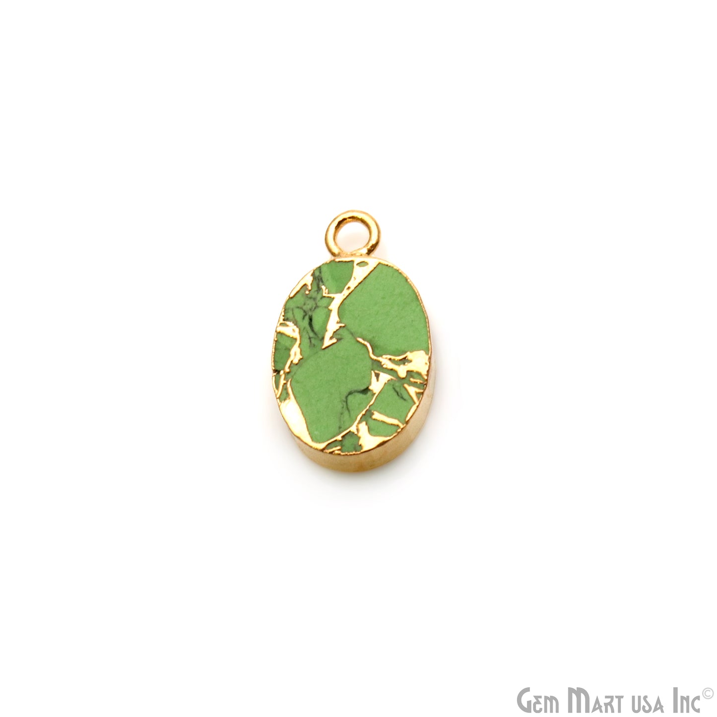 Green Mohave Turquoise Oval 10x14mm Gold Electroplated Single Bail Connector