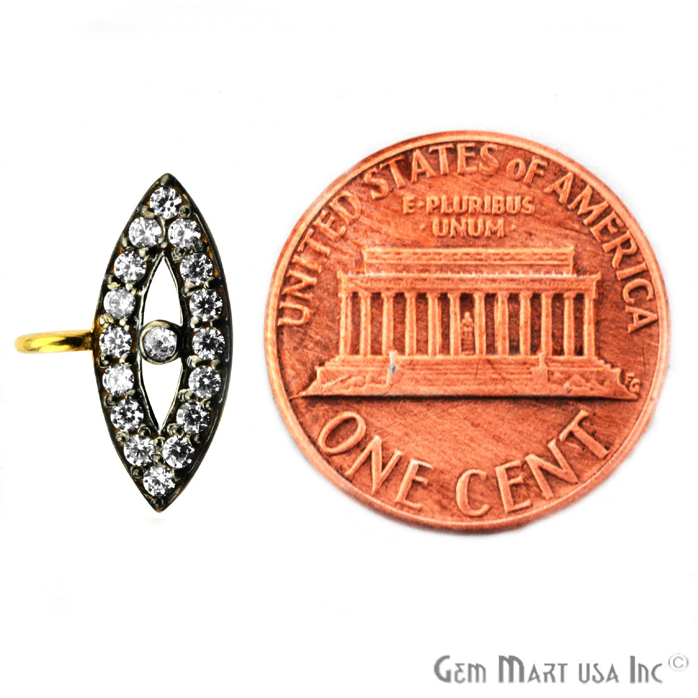 Small Marquise Eyes CZ Pave Gold Vermeil Charm for Bracelet & Pendants - GemMartUSA