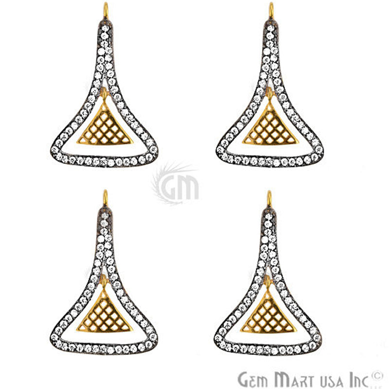 Cubic Zircon Pave 'Fancy' Gold Vermeil Charm For Bracelet & Pendants - GemMartUSA