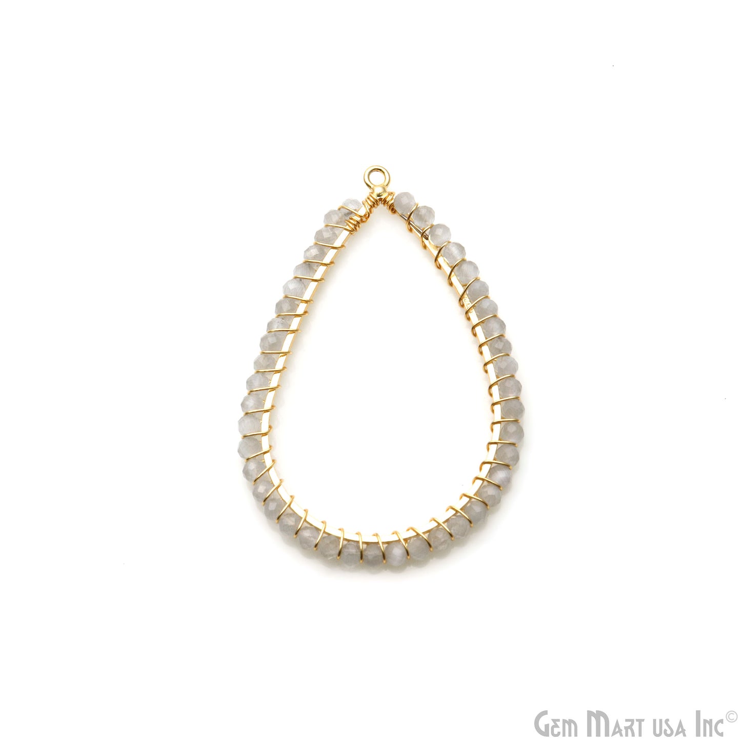 Pear Shape 53x36mm Single Bail Gold Wire Wrapped Beads Connector