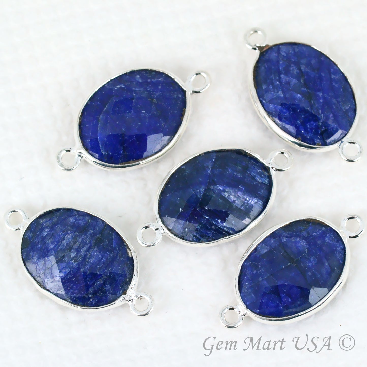 Oval 12x16mm Silver Bezel Double Bail Gemstone Connector