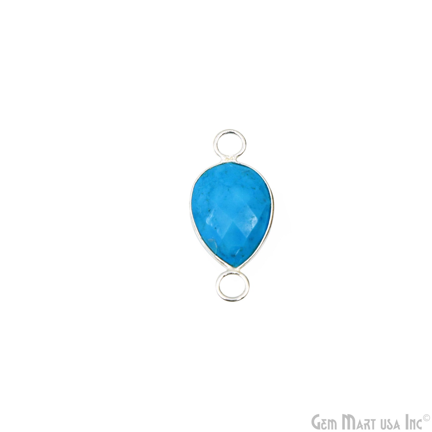Turquoise Pears 12x16mm Silver Plated Double Big Bail Gemstone Connector