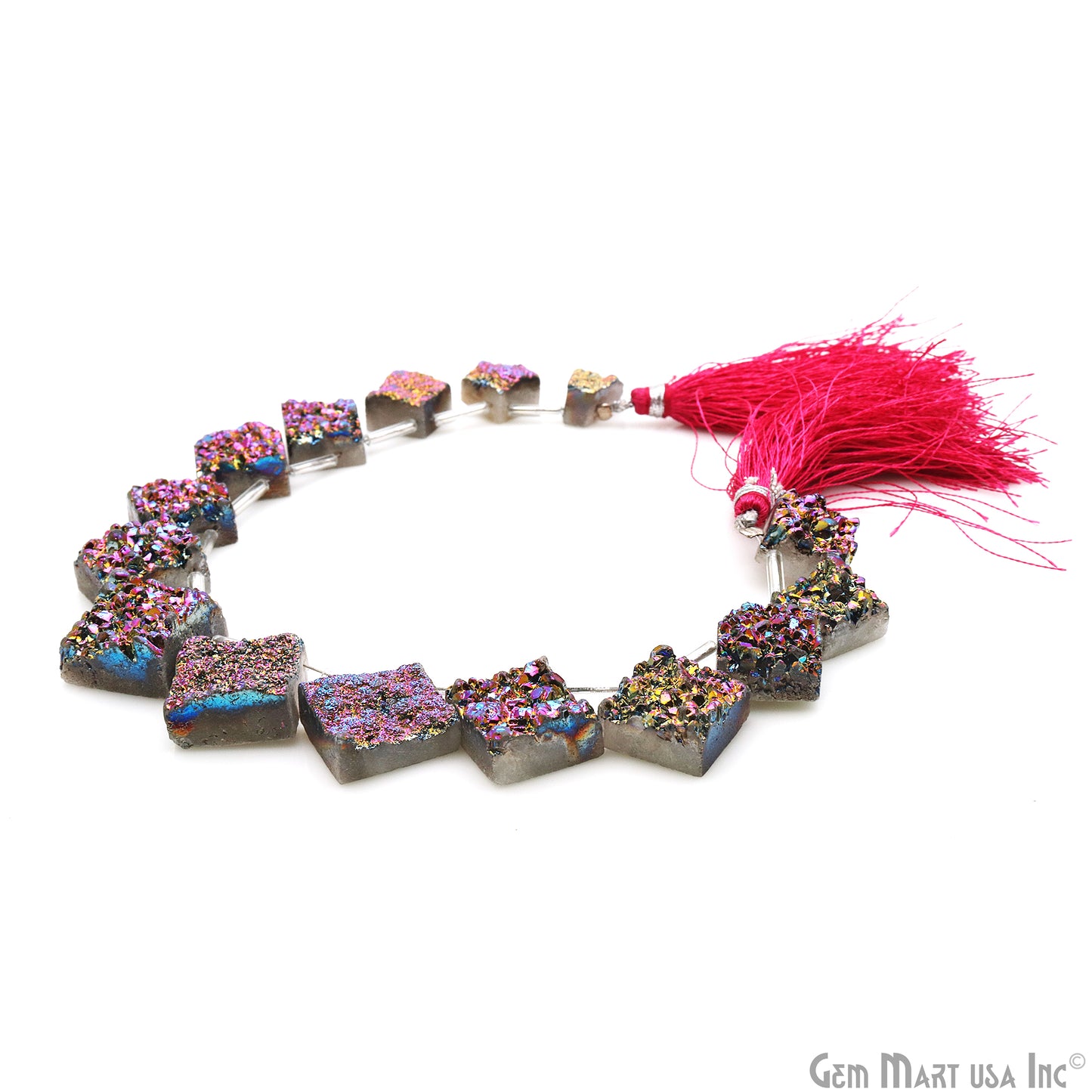 Purple Druzy Square Beads, 8 Inch Gemstone Strands, Drilled Strung Briolette Beads, Square Shape, 10-14mm