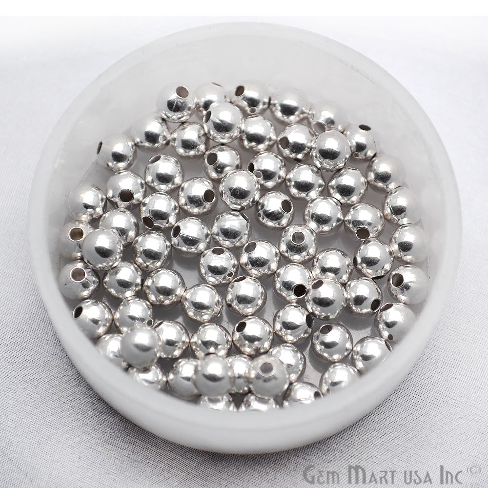 10pc Lot Ball Finding 4mm Silver Plated Round Jewelry Making Charm - GemMartUSA