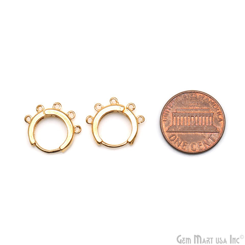 DIY Round 5 Loop Hoop Clasp Finding Studs Gold Plated Hoop Earring 1 Pair