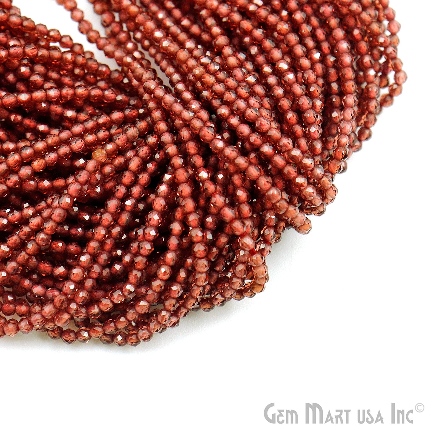Garnet Rondelle Beads, 13 Inch Gemstone Strands, Drilled Strung Nugget Beads, Faceted Round, 1.5-2mm