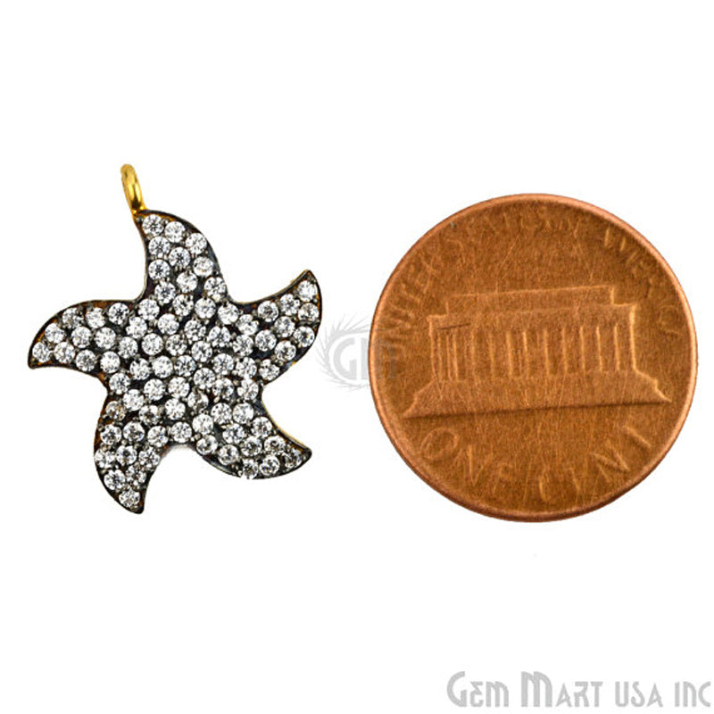 Star' CZ Pave Gold Vermeil Charm for Bracelet & Pendants - GemMartUSA