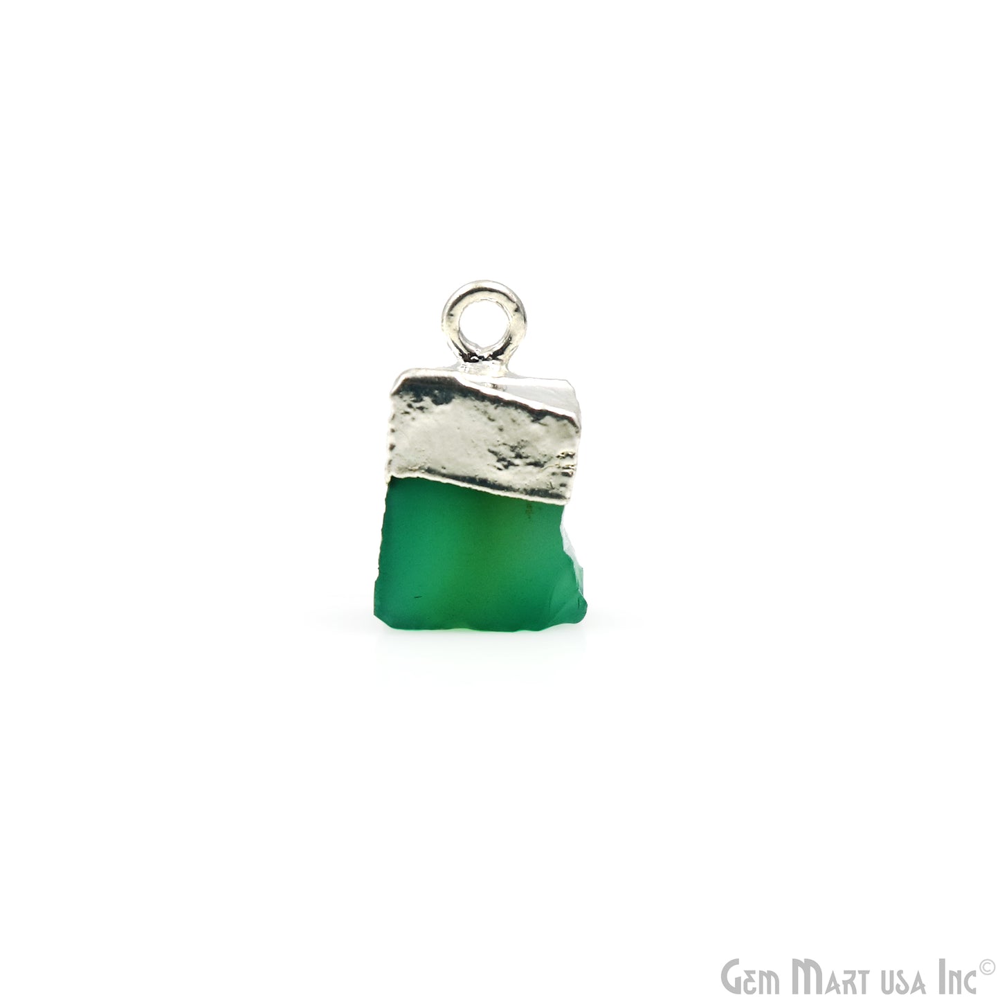 Rough Green Onyx Gemstone Silver Electroplated Single Bail Connector