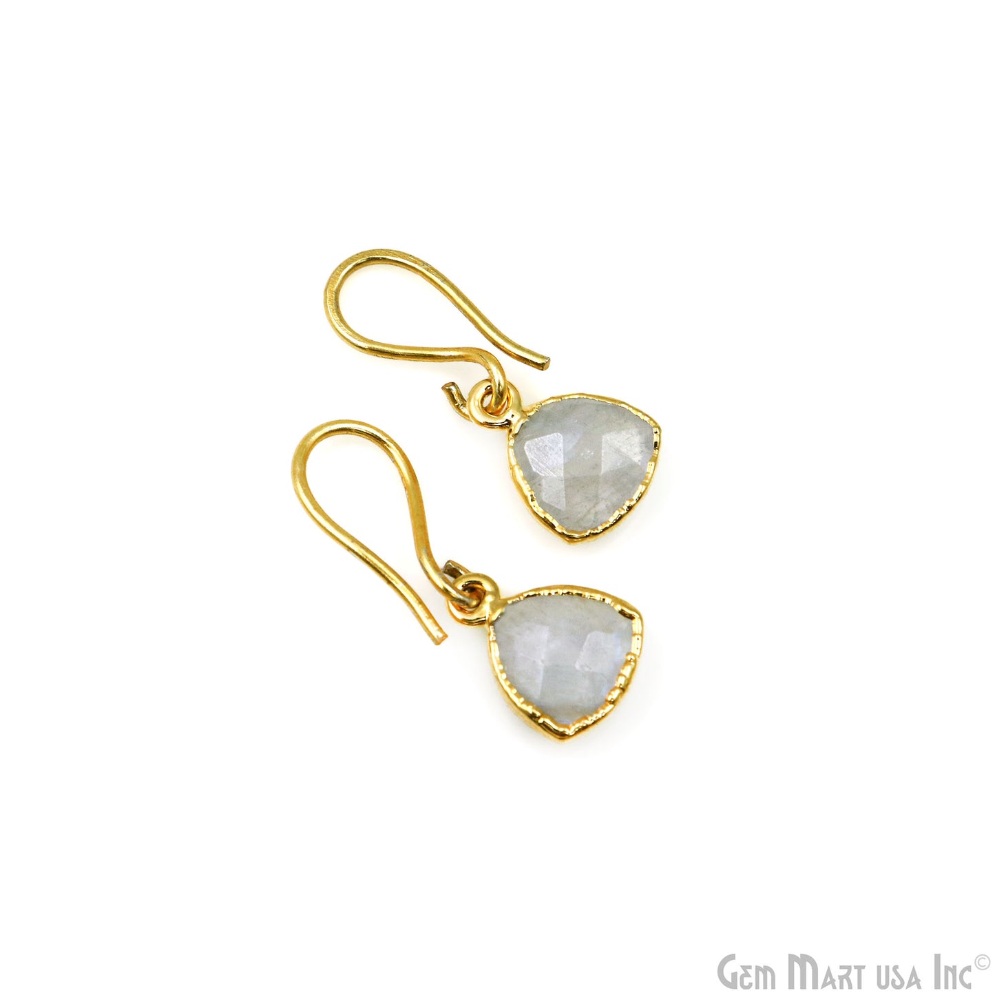 Rainbow Moonstone 10mm Trillion Gold Edged Bail Gemstone Connector