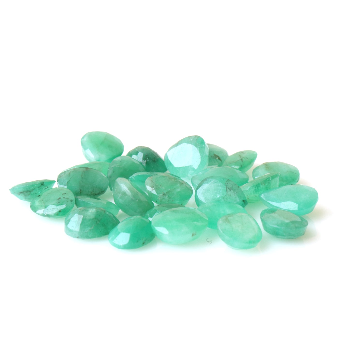 Emerald Wholesale Gemstones, 100% Natural Precious Gems, Green Faceted Loose Gems, 8-12mm, Oval and Pear, 37 Carats