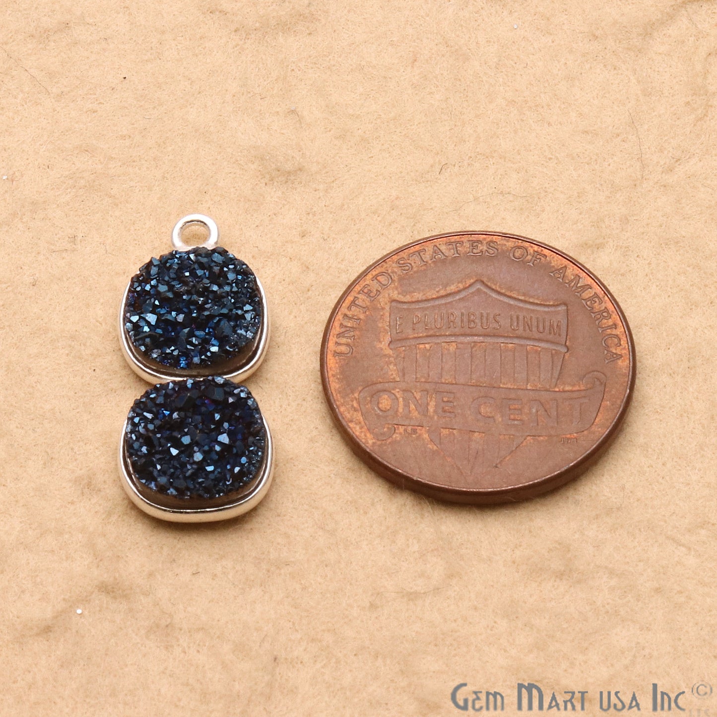 DIY Cushion Druzy Component 22x9mm Gold Plated Gemstone Connector (Pick Color) - GemMartUSA