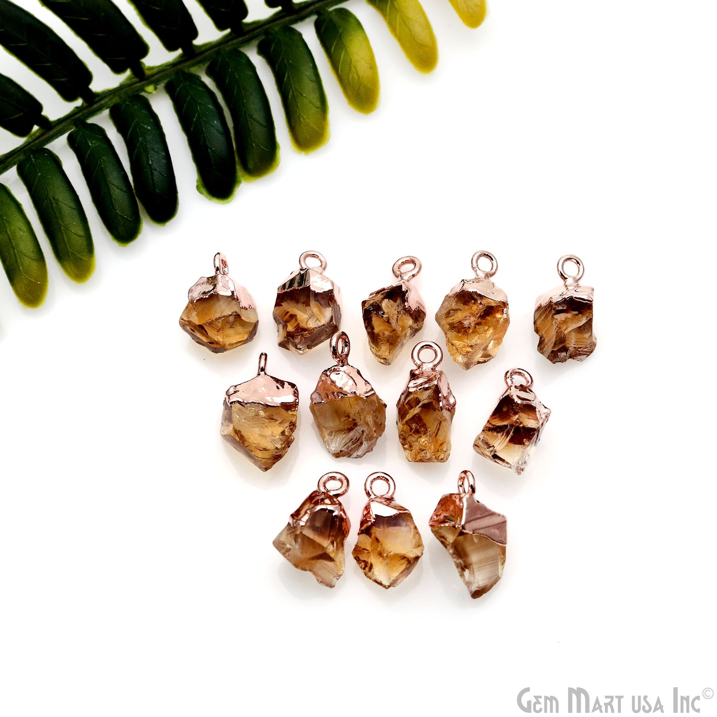 Lemon Topaz Gemstone Rose Gold Electroplated Single Bail Connector