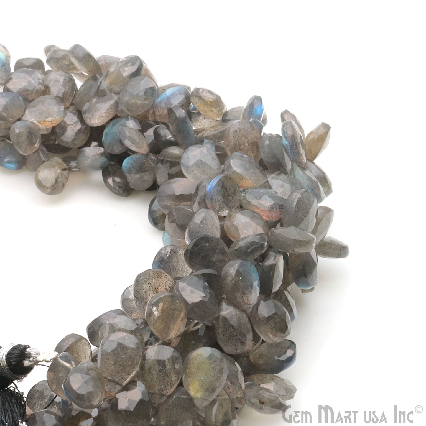 Labradorite Pears Beads, 8 Inch Gemstone Strands, Drilled Strung Briolette Beads, Pears Shape, 7x5mm