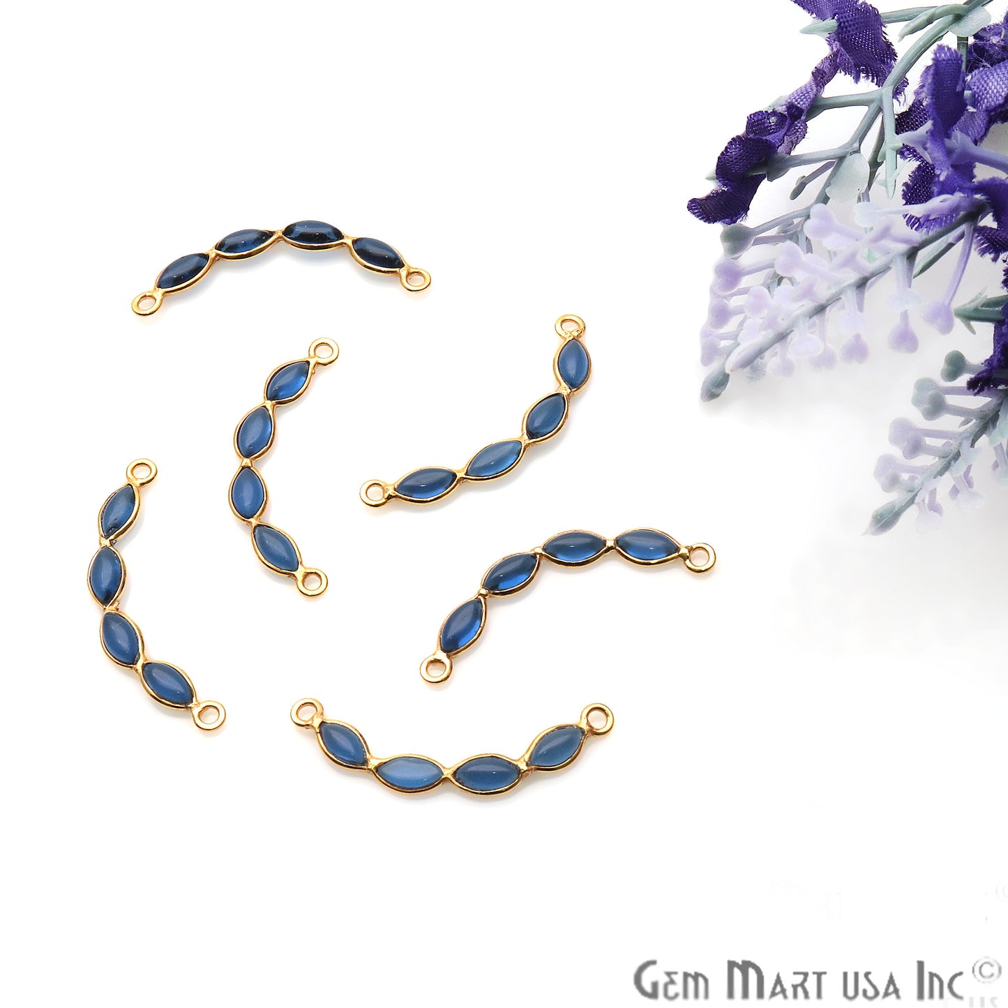 DIY Iolite Smiley 26x4mm Gold Plated Chandelier Finding Component - GemMartUSA