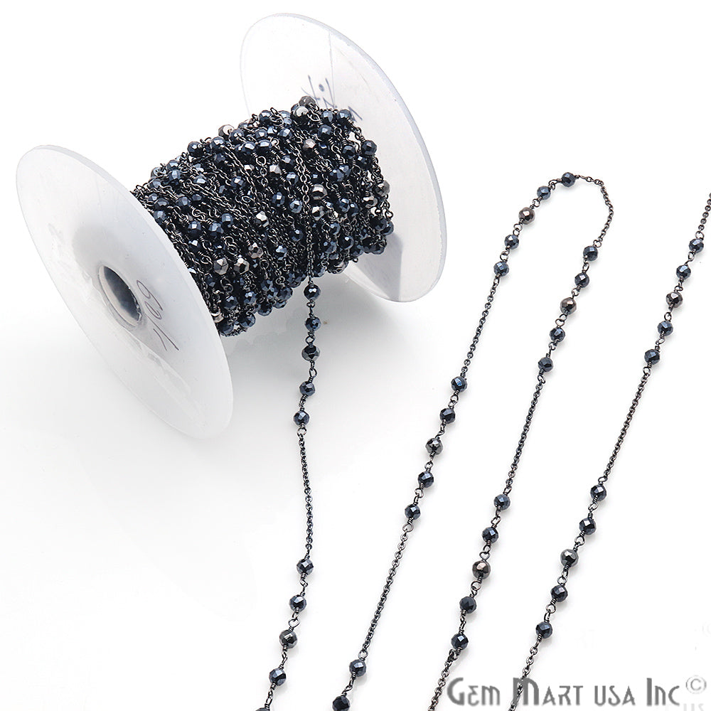 Pyrite & Black Pyrite Multi Gemstone Beaded Wire Wrapped Rosary Chain - GemmartUSA