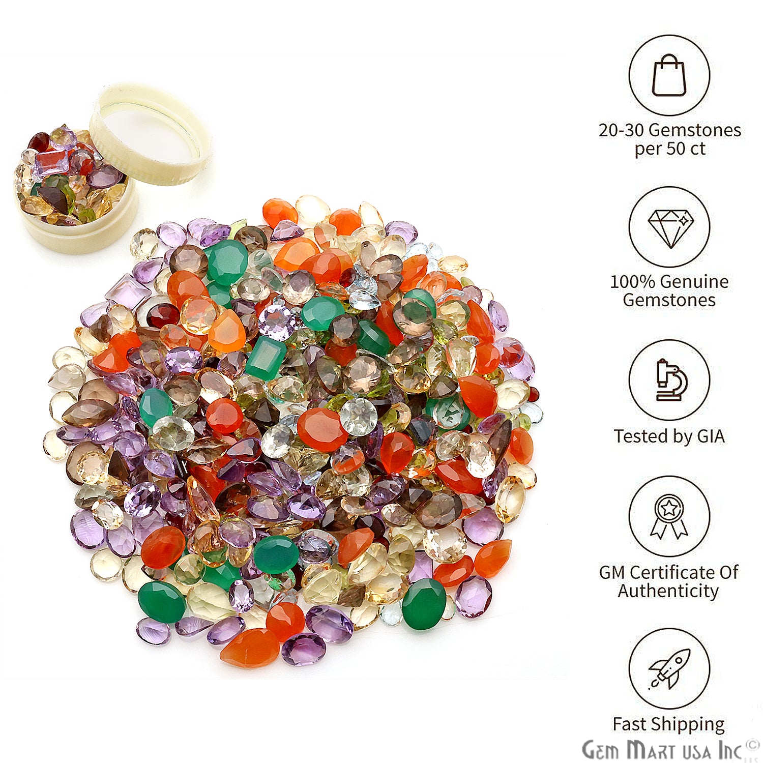 Mix Wholesale Gemstones, 100% Natural Semi-Precious Gems, Multi