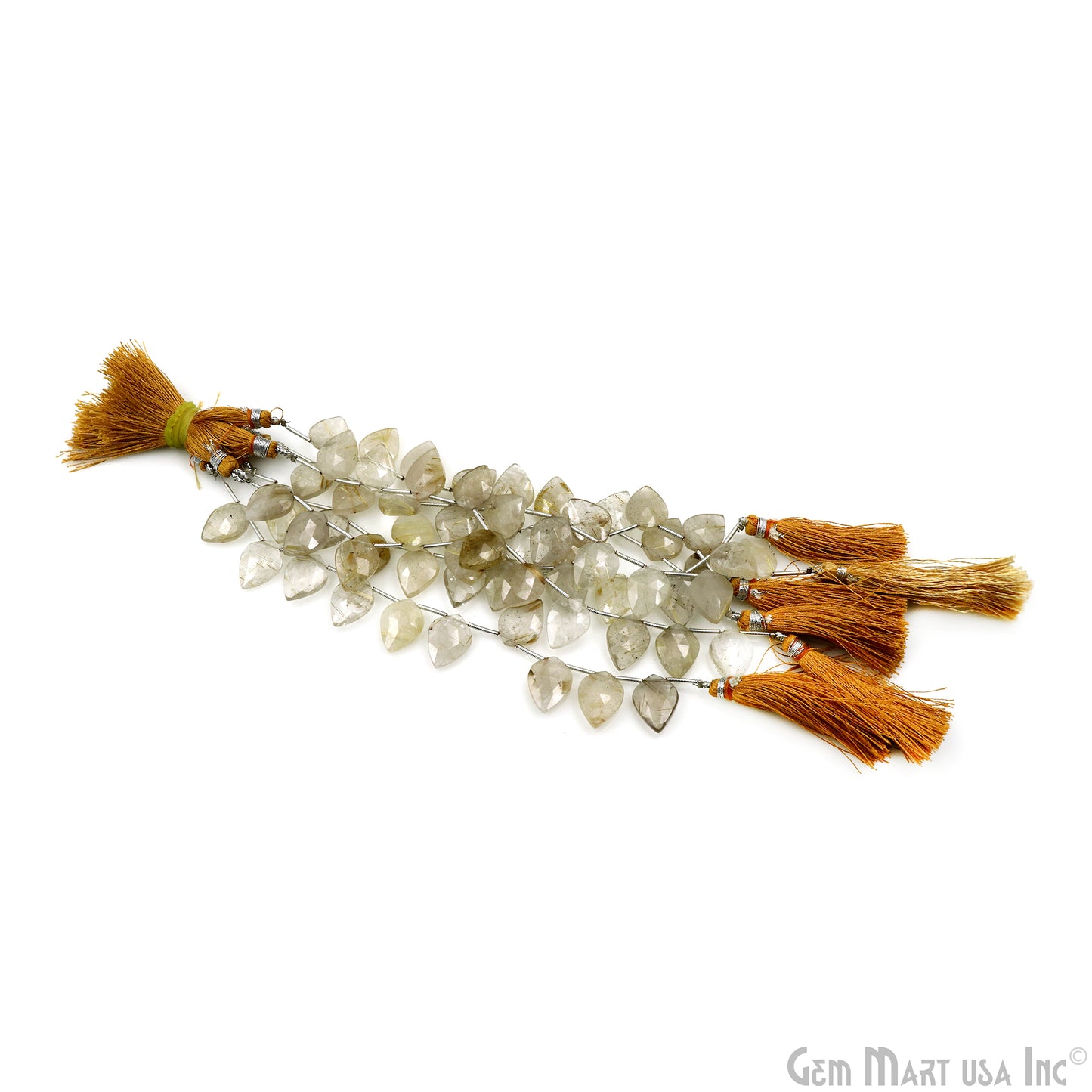 Golden Rutile Kite Beads, 6 Inch Gemstone Strands, Drilled Strung Briolette Beads, Kite Shape, 16x12mm