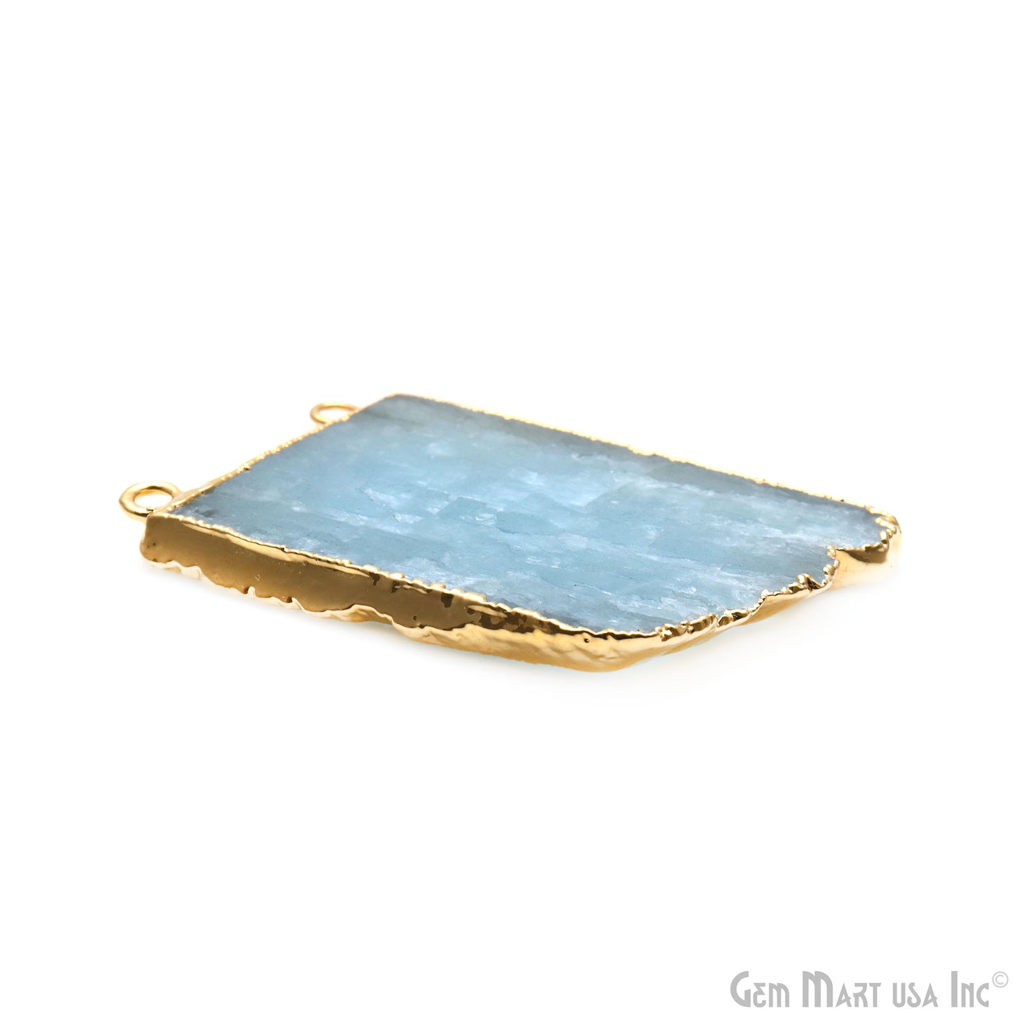 Aquamarine Free Form shape 54x36mm Gold Electroplated Gemstone Cat Bail Connector