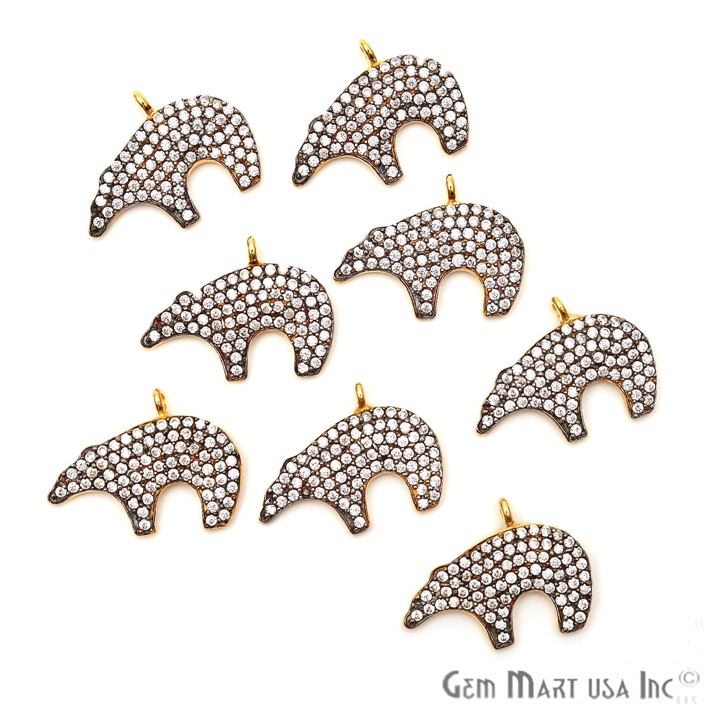 Bear' CZ Pave Gold Vermeil Charm for Bracelet & Pendants - GemMartUSA