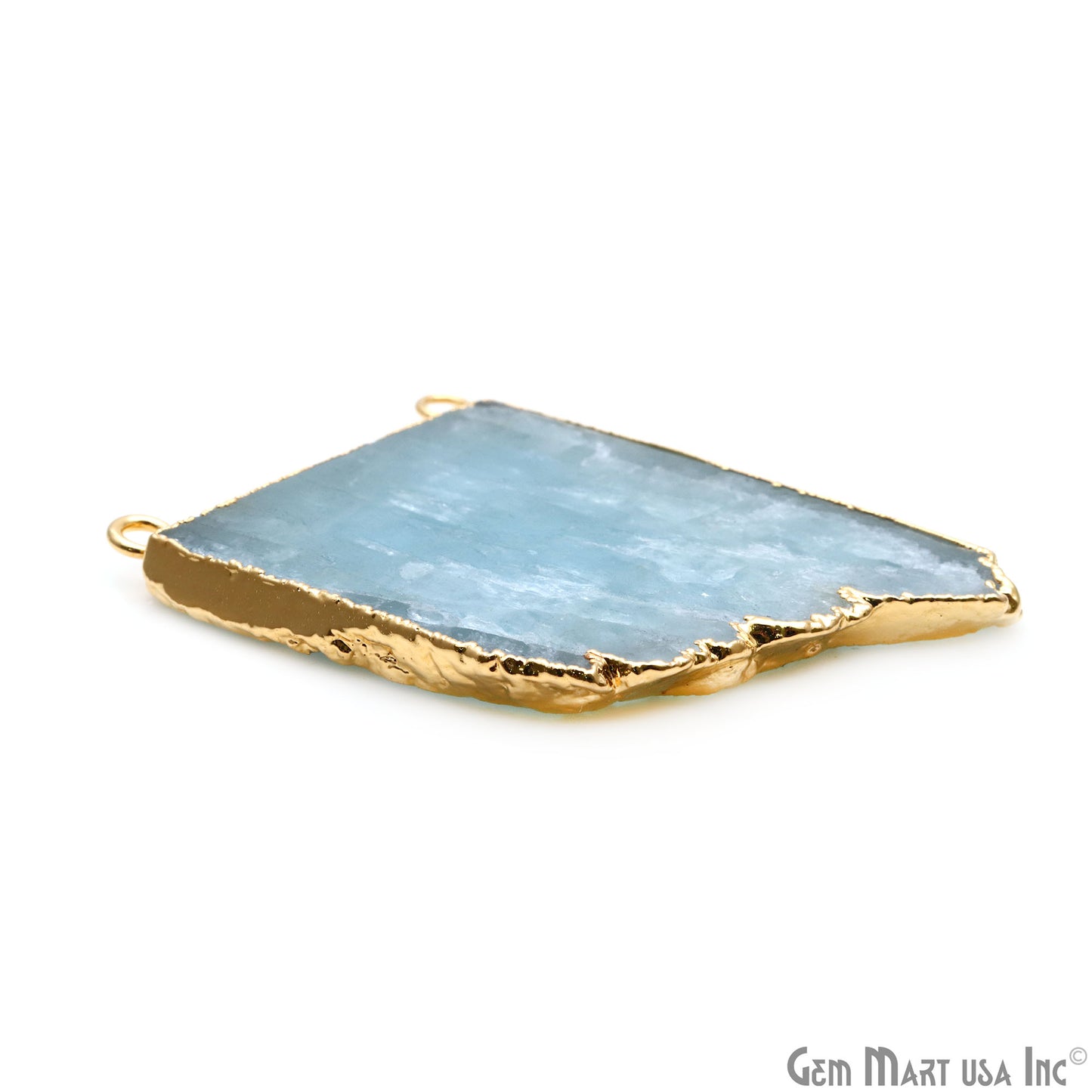 Aquamarine Free Form shape 54x40mm Gold Electroplated Gemstone Cat Bail Connector