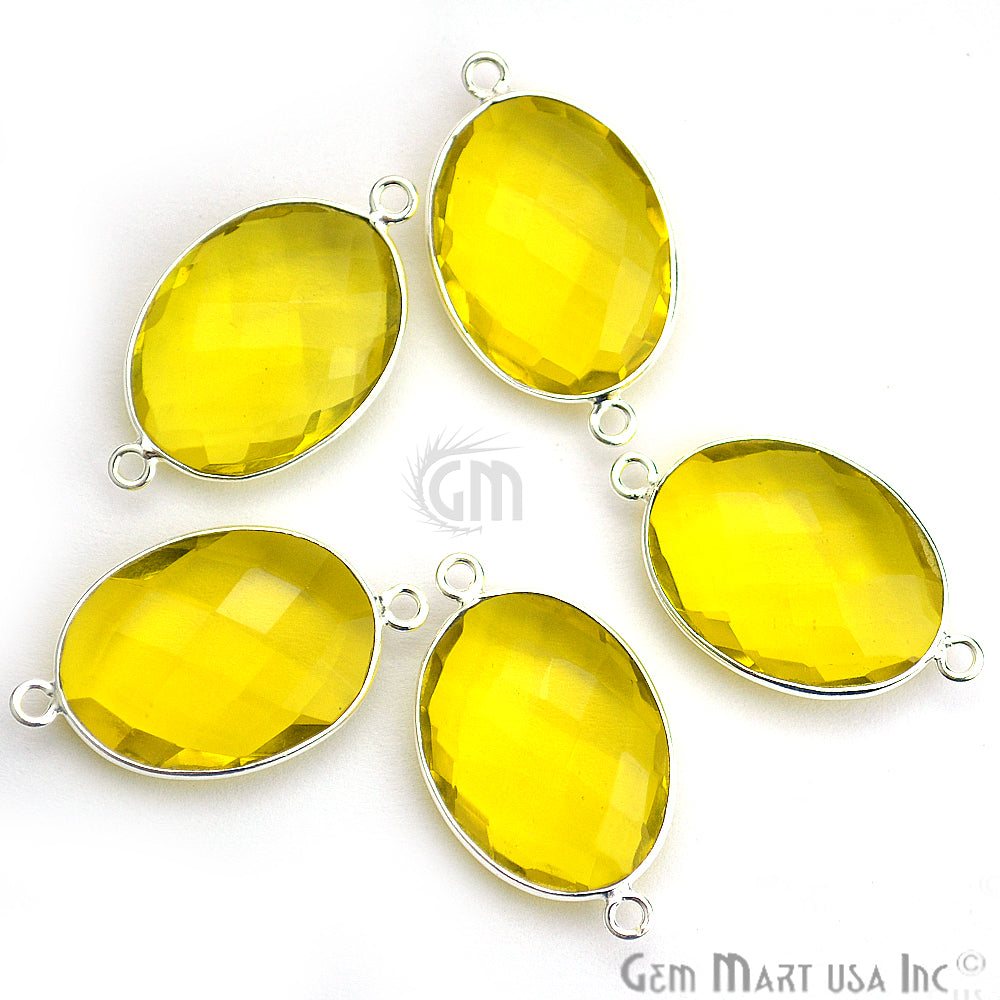 Oval 15x20mm Double Bail Silver Bezel Gemstone Connector