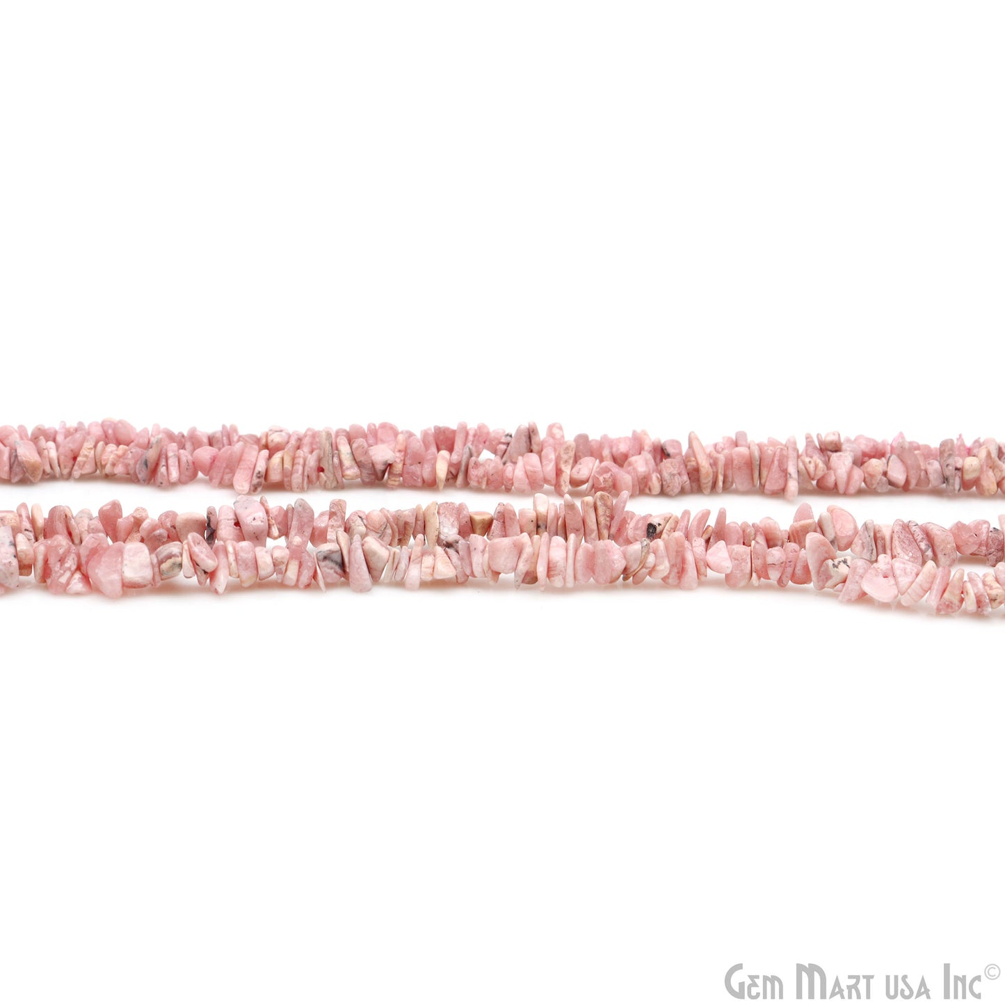 Rhodochrosite Chip Beads, 34 Inch, Natural Chip Strands, Drilled Strung Nugget Beads, 3-7mm, Polished, GemmartUSA (CHRS-70001)
