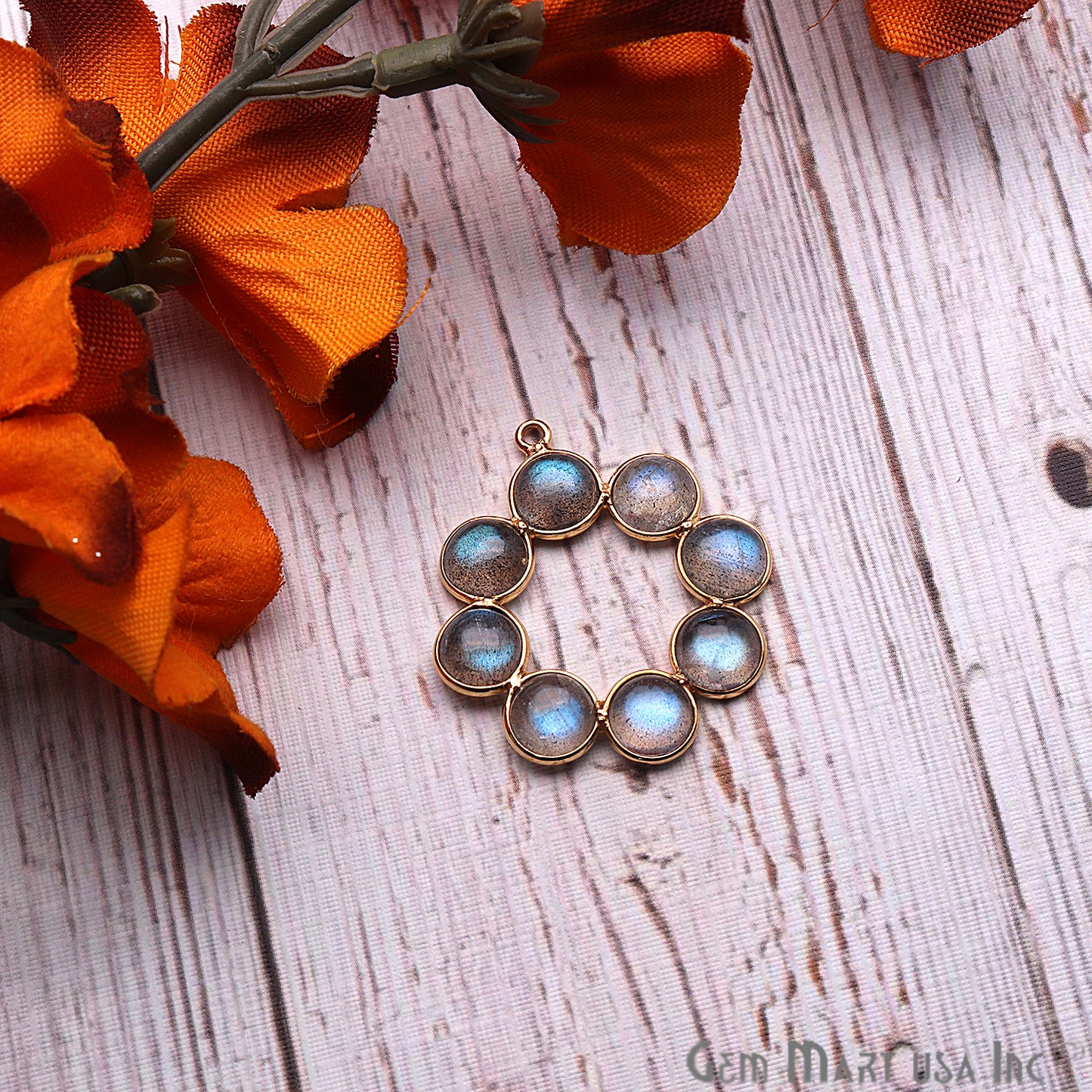 DIY Labradorite 32x29mm Gold Plated Chandelier Finding Component - GemMartUSA